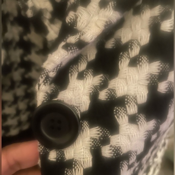 Karen Kane (Large) Monochrome Houndstooth 3/4 Length Cape Sleeve Luxury Blazer - Picture 7 of 11